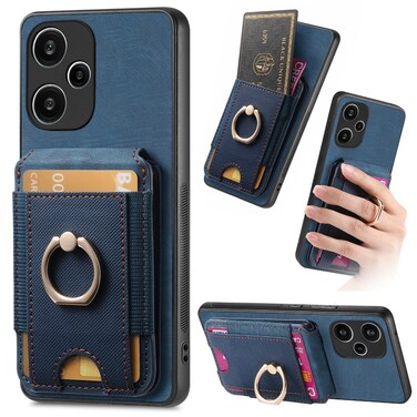 Case cover For Xiaomi Redmi Note 13 Pro+ Retro Splitable Magnetic Stand Card Bag Leather Phone Case(Blue)
