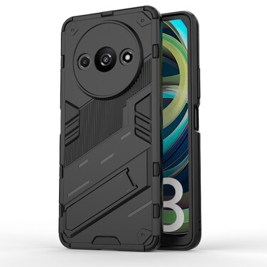 Case cover For Xiaomi Redmi A3 4G Global Punk Armor 2 in 1 PC + TPU Phone Case with Holder(Black)