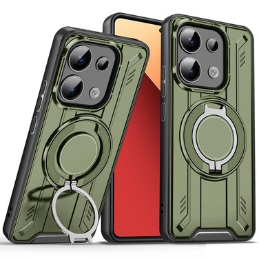 Case cover For Redmi Note 13 Pro 4G Rotating Ring Holder Magnetic MagSafe Phone Case(Green)