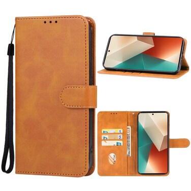 Case cover For Xiaomi Redmi Note 13 4G Leather Phone Case(Brown)