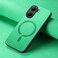 Case cover For Redmi Turbo 4 Solid Color Retro Magsafe PU Back Cover Phone Case(Green)