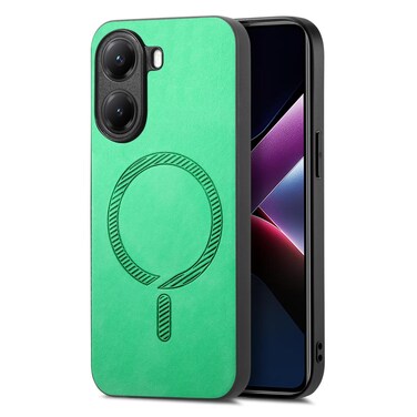 Case cover For Redmi Turbo 4 Solid Color Retro Magsafe PU Back Cover Phone Case(Green)