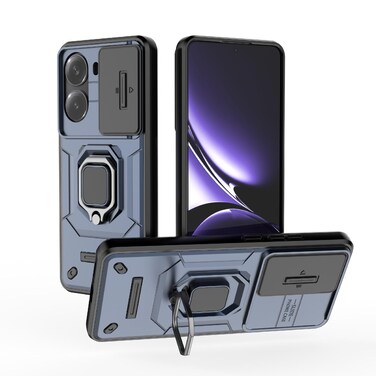 Case cover For Redmi Turbo 4 5G Sliding Camshield TPU + PC Shockproof Phone Case with Holder(Blue)