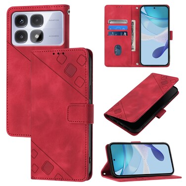 Case cover For Redmi K70 Ultra 5G Global Skin-feel Embossed Leather Phone Case(Red)