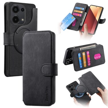 Case cover For Redmi Note 13 Pro 4G CaseNeo MagSafe RFID Anti-theft Retro Leather Phone Case(Black)