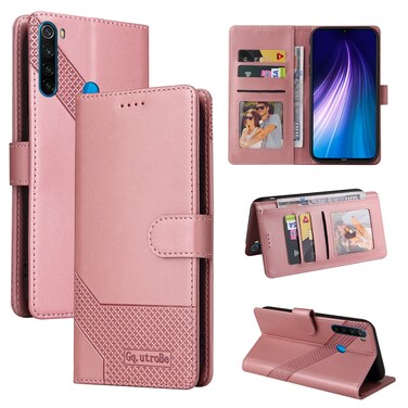 Case cover For Xiaomi Redmi Note 8 GQUTROBE Skin Feel Magnetic Leather Phone Case(Rose Gold)