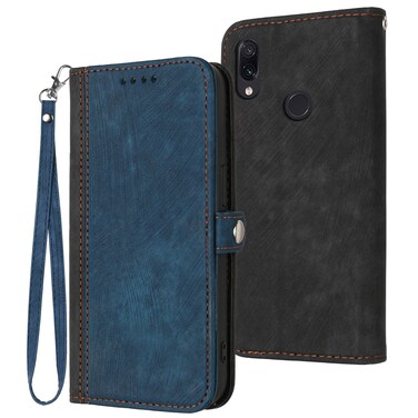Case cover For Xiaomi Redmi Note 7 Side Buckle Double Fold Hand Strap Leather Phone Case(Royal Blue)