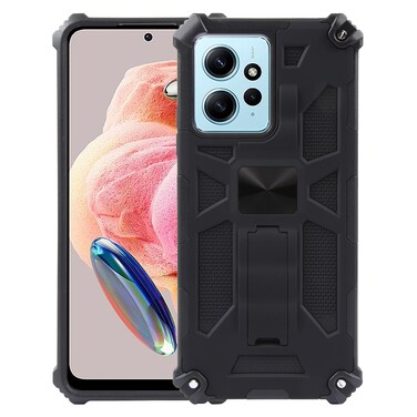 Case cover For Xiaomi Redmi Note 12 4G Shockproof TPU + PC Magnetic Phone Case with Holder(Black)