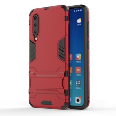 Case cover Shockproof PC + TPU Case for Xiaomi Mi 9 SE, with Holder(Red)