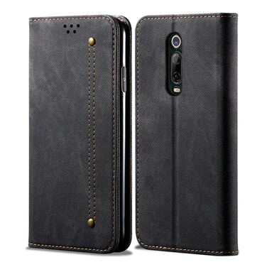 Case cover For Xiaomi Mi 9T Pro / Redmi K20 Pro Denim Texture Casual Style Horizontal Flip Leather Case with Holder &amp; Card Slots &amp; Wallet(Black)