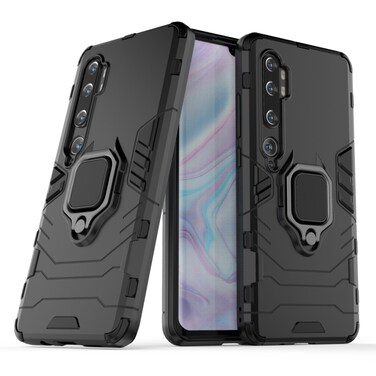 Case cover For Xiaomi Mi CC9 Pro / Mi Note 10 / Mi Note 10 Pro PC + TPU Shockproof Protective Case with Magnetic Ring Holder(Black)