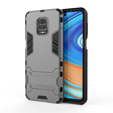 Case cover For Xiaomi Redmi Note 9 Pro Max Shockproof PC + TPU Protective Case with Invisible Holder(Grey)