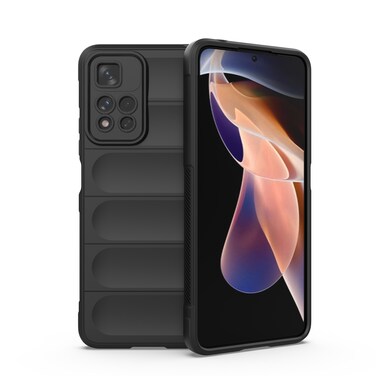 Case cover For Xiaomi Redmi Note 11 Pro 5G Chinese Magic Shield TPU + Flannel Phone Case(Black)
