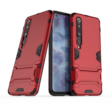 Case cover For Xiaomi Mi 10 Pro 5G PC + TPU Anti-fall Protective Case with Invisible Holder(Red)