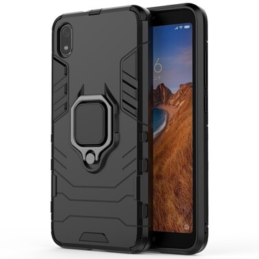 Case cover PC + TPU Shockproof Protective Case with Magnetic Ring Holder for Xiaomi Redmi 7A(Black)