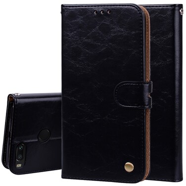 Case cover For Xiaomi  Mi A1 &amp; 5X Business Style Oil Wax Texture Horizontal Flip Leather Case with Holder &amp; Card Slots &amp; Wallet &amp; Lanyard(Black)