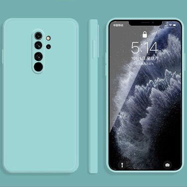 Case cover For Xiaomi Redmi Note 8 Pro Solid Color Imitation Liquid Silicone Straight Edge Dropproof Full Coverage Protective Case(Sky Blue)