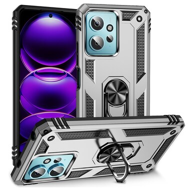 Case cover For Xiaomi Redmi Note 12 4G Global Shockproof TPU + PC Phone Case with Holder(Silver)