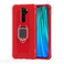 Case cover For Xiaomi Redmi Note 8 Pro Carbon Fiber Protective Case with 360 Degree Rotating Ring Holder(Red)