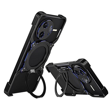 Case cover For Redmi K80 Pro Mechanical Arm Borderless MagSafe Holder Metal Phone Case(Black Blue)