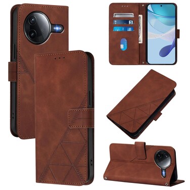 Case cover For Redmi K80 5G / K80 Pro 5G Crossbody 3D Embossed Flip Leather Phone Case(Brown)