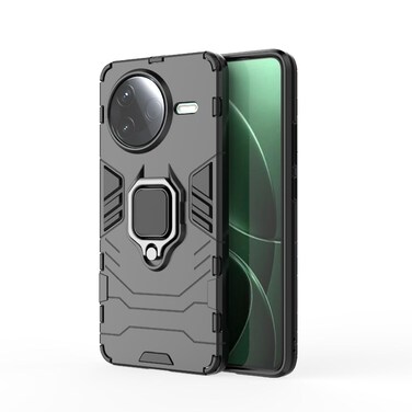 Case cover For Redmi K80 / Poco F7 Pro Shockproof PC + TPU Holder Phone Case(Black)