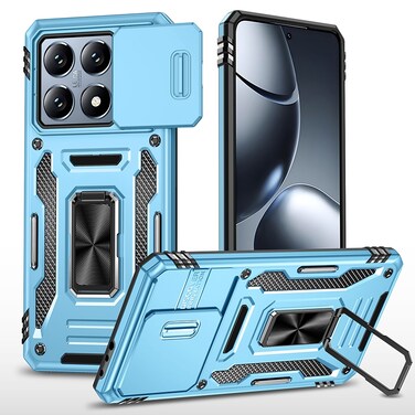 Case cover For Xiaomi 14T Armor PC Hybrid TPU Camera Shield Phone Case(Light Blue)