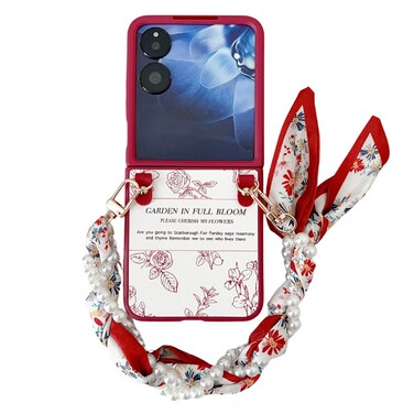 Case cover For Xiaomi Mix Flip Sketch Flower Pattern Phone Case with Scarf Bracelet(Rose)