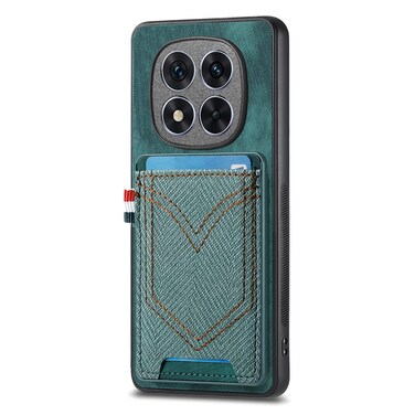 Case cover For Xiaomi Redmi Note 14 Pro 5G Denim Texture Leather Skin Phone Case with Card Slot(Green)
