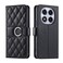 Case cover For Redmi Note 14 Pro 5G / 14 Pro+ 5G Ring Buckle Rhombic Leather Phone Case(Black)