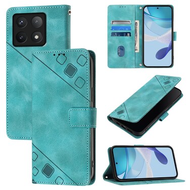 Case cover For Xiaomi 14T Pro Skin-feel Embossed Leather Phone Case(Green)