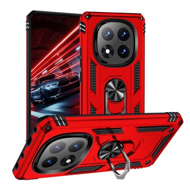 Case cover For Redmi Note 14 Pro 5G Shockproof TPU + PC Phone Case with Holder(Red)