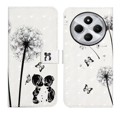 Case cover For Redmi 14C 4G Oil Embossed 3D Drawing Leather Phone Case(Couple Dandelion)
