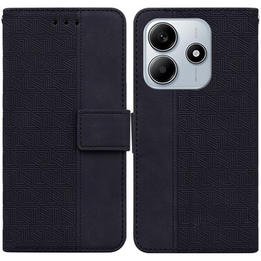 Case cover For Redmi Note 14 5G Geometric Embossed Leather Phone Case(Black)