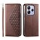Case cover For Redmi Note 14 4G 164.84mm Cubic Grid Calf Texture Magnetic Leather Phone Case(Brown)