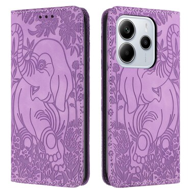 Case cover For Redmi Note 14 4G 164.84mm Retro Elephant Embossed Leather Phone Case(Purple)