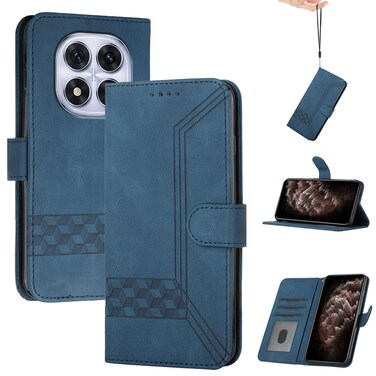 Case cover For Redmi Note 14 Pro 5G Cubic Skin Feel Flip Leather Phone Case(Blue)