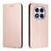 Case cover For Redmi Note 14 Pro 4G Carbon Fiber Texture Magnetic Flip Leather Phone Case(Rose Gold)