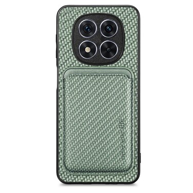 Case cover For Xiaomi Redmi Note 14 5G Carbon Fiber Leather Card Magnetic Phone Case(Green)