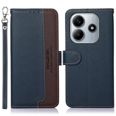 Case cover For Redmi Note 14 4G 164.84mm KHAZNEH Litchi Texture Leather RFID Phone Case(Blue)