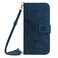 Case cover For Redmi Note 14 5G Skin Feel Sun Flower Embossed Flip Leather Phone Case with Lanyard(Inky Blue)