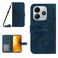 Case cover For Redmi Note 14 5G Skin Feel Sun Flower Embossed Flip Leather Phone Case with Lanyard(Inky Blue)