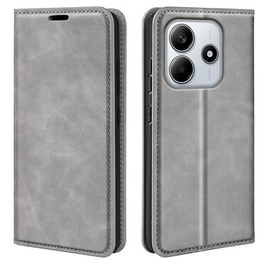 Case cover For Redmi Note 14 4G 164.84mm Retro-skin Magnetic Suction Leather Phone Case(Grey)