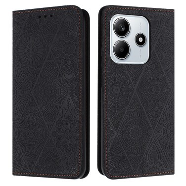 Case cover For Redmi Note 14 5G Ethnic Embossed Adsorption Leather Phone Case(Black)