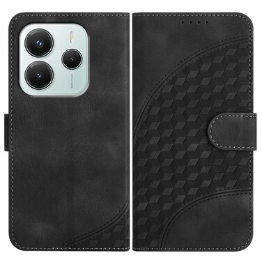Case cover For Redmi Note 14 4G 164.84mm Elephant Head Embossed Phone Leather Case with Lanyard(Black)