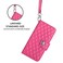Case cover For Redmi Note 14 5G Global Rhombic Texture Flip Leather Phone Case with Lanyard(Rose Red)