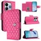 Case cover For Redmi Note 14 5G Global Rhombic Texture Flip Leather Phone Case with Lanyard(Rose Red)