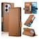 Case cover For Redmi Note 14 4G 164.84mm Side Buckle Magnetic Frosted Leather Phone Case(Brown)