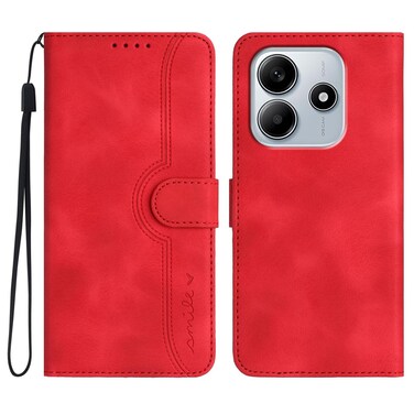 Case cover For Redmi Note 14 4G 163.25mm Heart Pattern Skin Feel Leather Phone Case(Red)