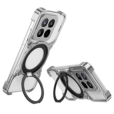Case cover For Xiaomi 15 Pro Mechanical Arm Borderless MagSafe Holder Metal Phone Case(Silver)